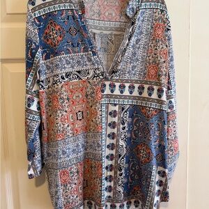 Source Unknown Multicolor Patchwork Blouse
